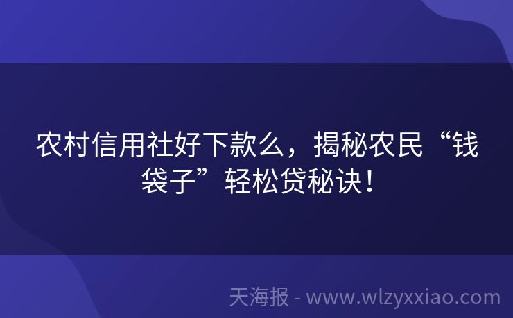 农村信用社好下款么，揭秘农民“钱袋子”轻松贷秘诀！