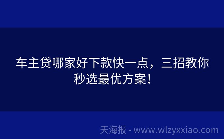 车主贷哪家好下款快一点，三招教你秒选最优方案！