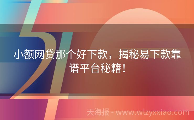 小额网贷那个好下款，揭秘易下款靠谱平台秘籍！
