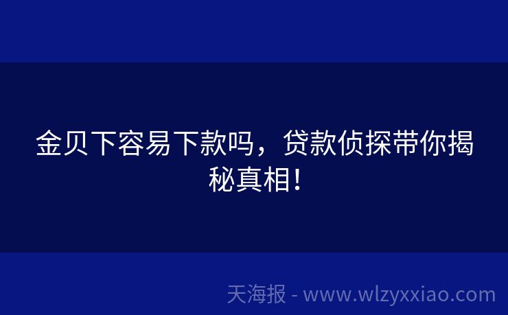 金贝下容易下款吗，贷款侦探带你揭秘真相！