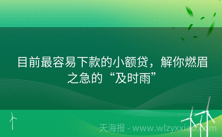目前最容易下款的小额贷，解你燃眉之急的“及时雨”