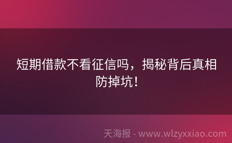 短期借款不看征信吗，揭秘背后真相防掉坑！