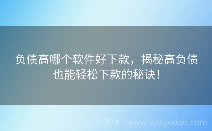 负债高哪个软件好下款，揭秘高负债也能轻松下款的秘诀！