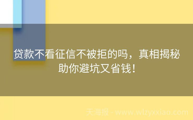 贷款不看征信不被拒的吗，真相揭秘助你避坑又省钱！