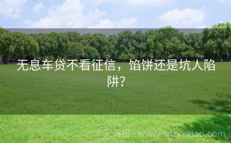 无息车贷不看征信，馅饼还是坑人陷阱？