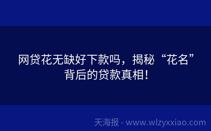 网贷花无缺好下款吗，揭秘“花名”背后的贷款真相！