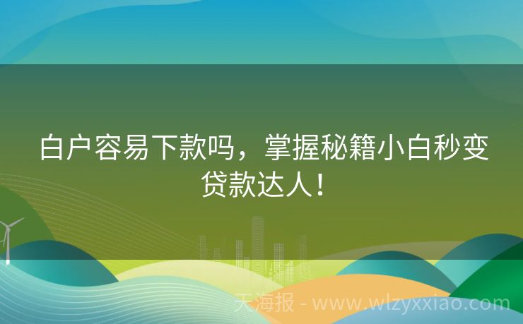 白户容易下款吗，掌握秘籍小白秒变贷款达人！