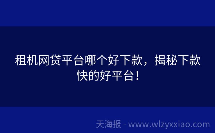 租机网贷平台哪个好下款，揭秘下款快的好平台！