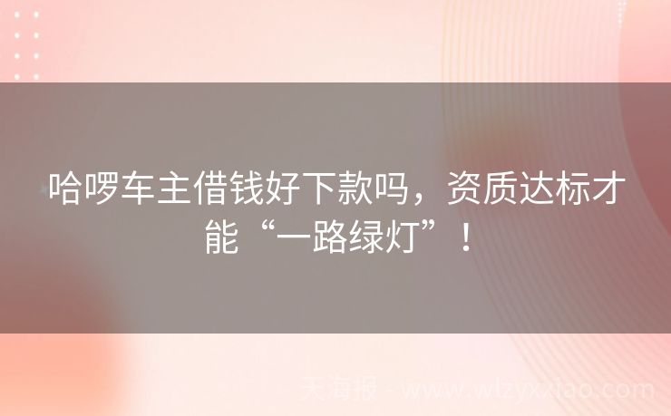 哈啰车主借钱好下款吗，资质达标才能“一路绿灯”！