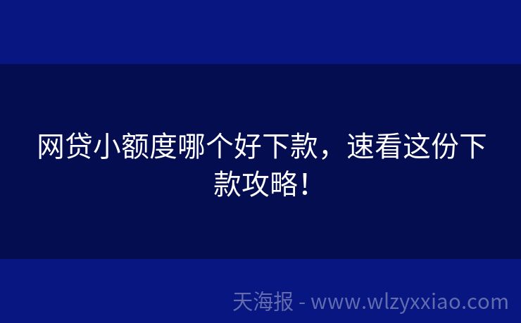 网贷小额度哪个好下款，速看这份下款攻略！