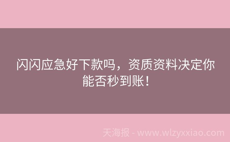 闪闪应急好下款吗，资质资料决定你能否秒到账！