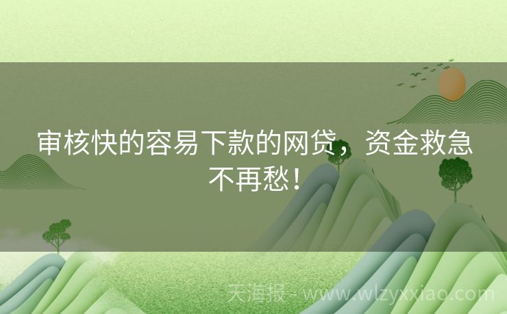 审核快的容易下款的网贷，资金救急不再愁！