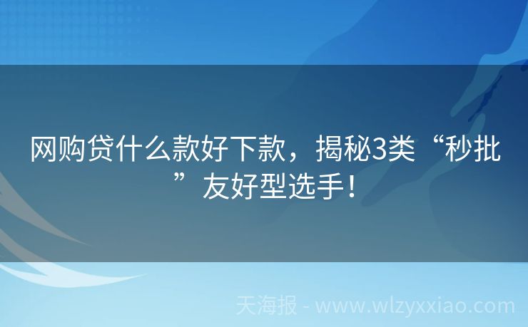 网购贷什么款好下款，揭秘3类“秒批”友好型选手！