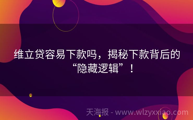 维立贷容易下款吗，揭秘下款背后的“隐藏逻辑”！