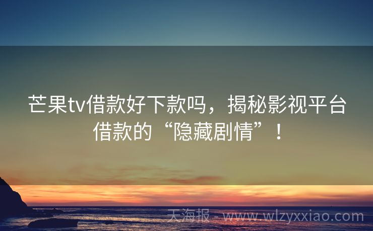 芒果tv借款好下款吗，揭秘影视平台借款的“隐藏剧情”！