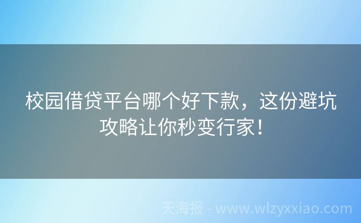 校园借贷平台哪个好下款，这份避坑攻略让你秒变行家！