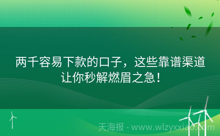 两千容易下款的口子，这些靠谱渠道让你秒解燃眉之急！