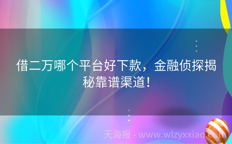 借二万哪个平台好下款，金融侦探揭秘靠谱渠道！