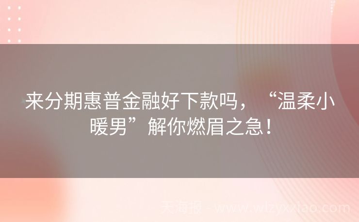 来分期惠普金融好下款吗，“温柔小暖男”解你燃眉之急！