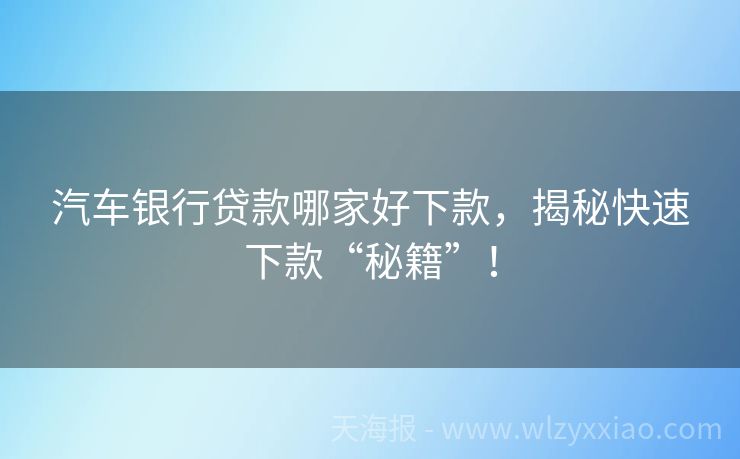 汽车银行贷款哪家好下款，揭秘快速下款“秘籍”！