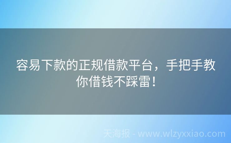 容易下款的正规借款平台，手把手教你借钱不踩雷！