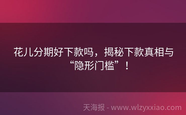 花儿分期好下款吗，揭秘下款真相与“隐形门槛”！