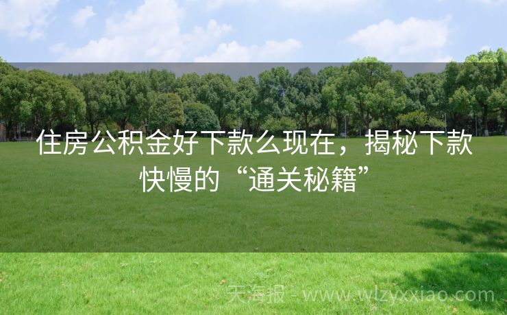 住房公积金好下款么现在，揭秘下款快慢的“通关秘籍”