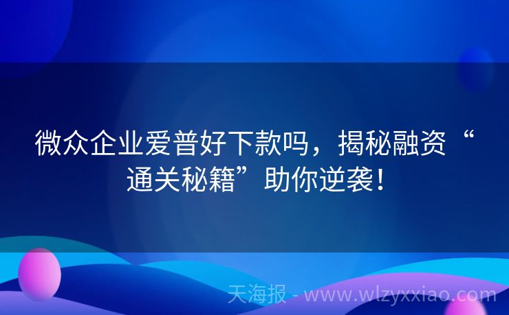 微众企业爱普好下款吗，揭秘融资“通关秘籍”助你逆袭！
