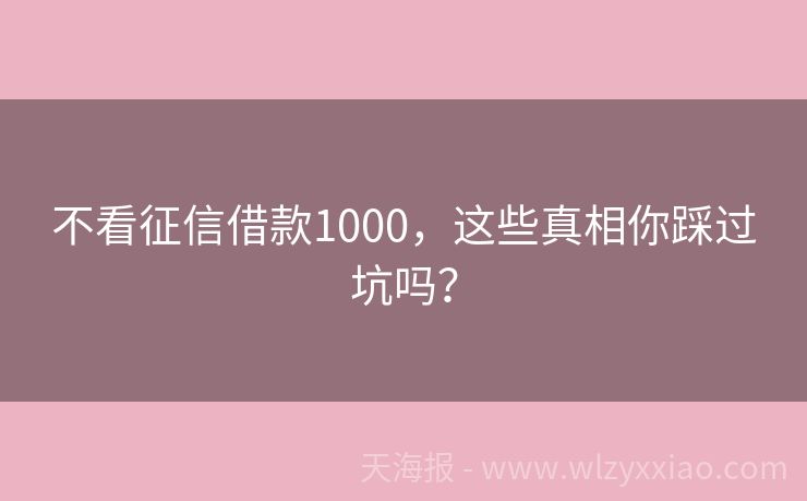 不看征信借款1000，这些真相你踩过坑吗？