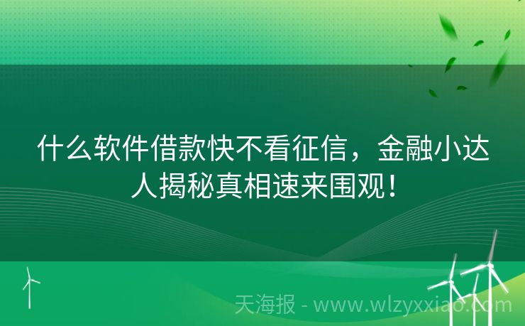 什么软件借款快不看征信，金融小达人揭秘真相速来围观！