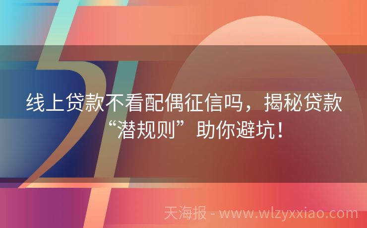 线上贷款不看配偶征信吗，揭秘贷款“潜规则”助你避坑！
