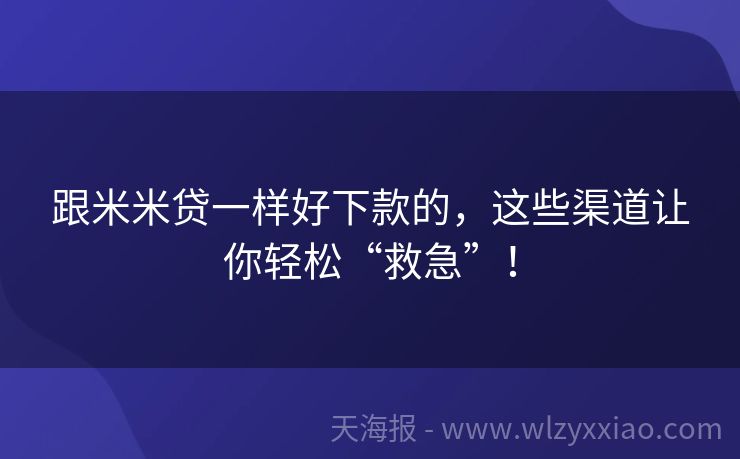 跟米米贷一样好下款的，这些渠道让你轻松“救急”！