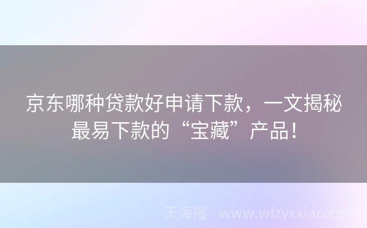 京东哪种贷款好申请下款，一文揭秘最易下款的“宝藏”产品！