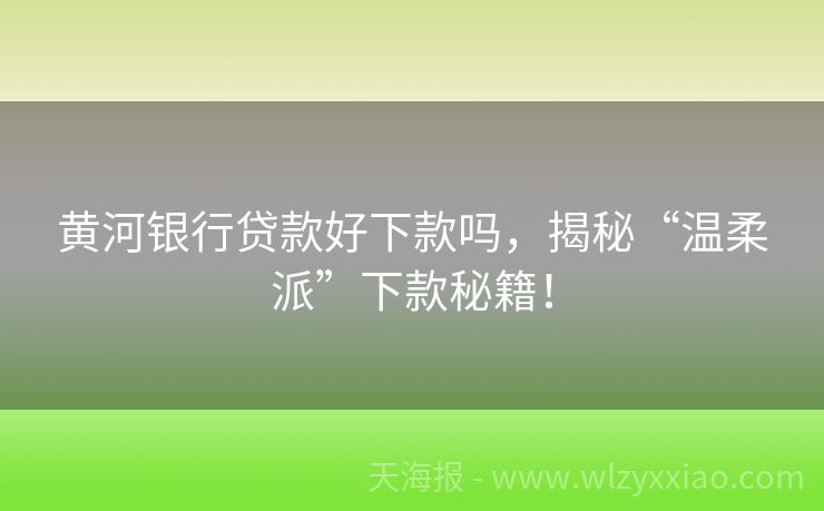 黄河银行贷款好下款吗，揭秘“温柔派”下款秘籍！