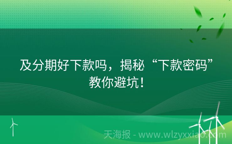 及分期好下款吗，揭秘“下款密码”教你避坑！