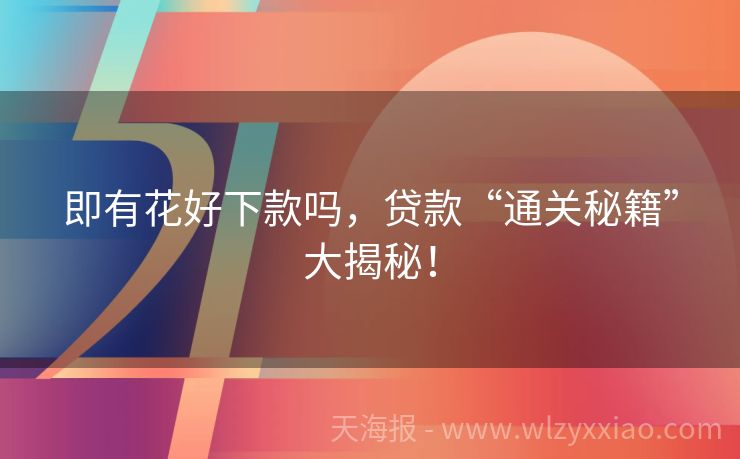 即有花好下款吗，贷款“通关秘籍”大揭秘！