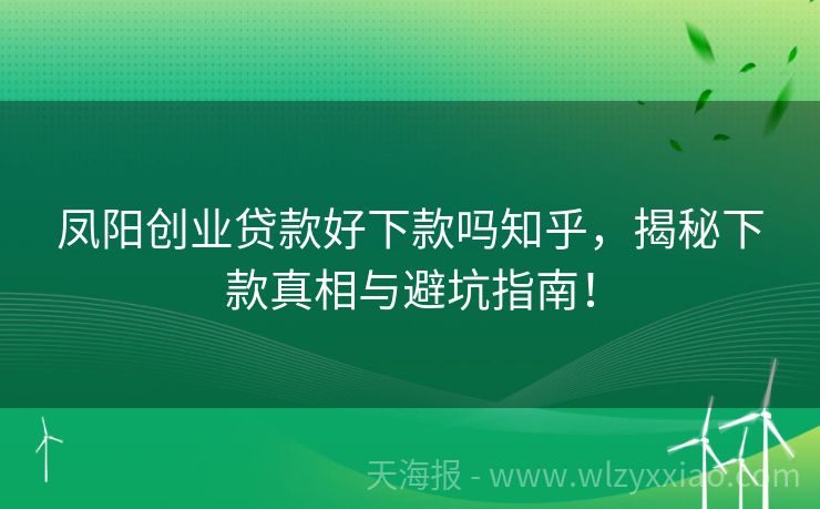 凤阳创业贷款好下款吗知乎，揭秘下款真相与避坑指南！