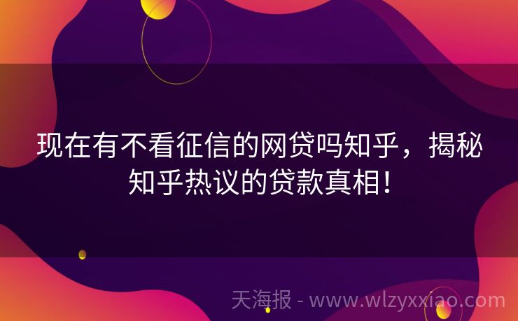 现在有不看征信的网贷吗知乎，揭秘知乎热议的贷款真相！