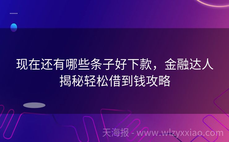 现在还有哪些条子好下款，金融达人揭秘轻松借到钱攻略
