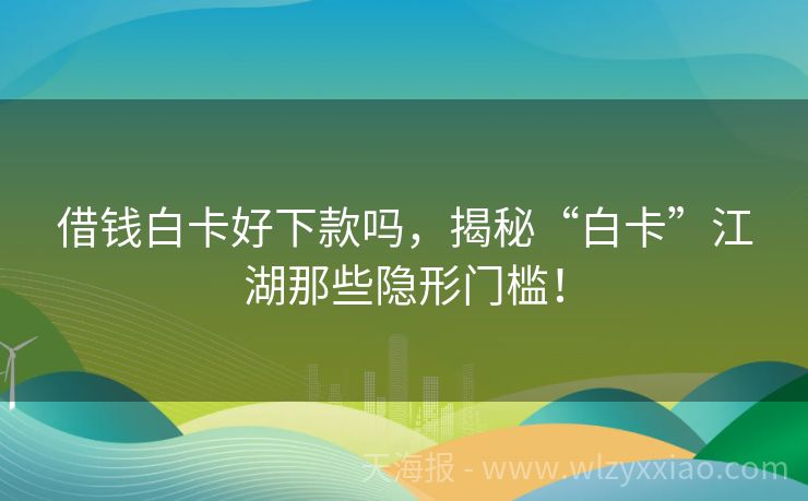 借钱白卡好下款吗，揭秘“白卡”江湖那些隐形门槛！
