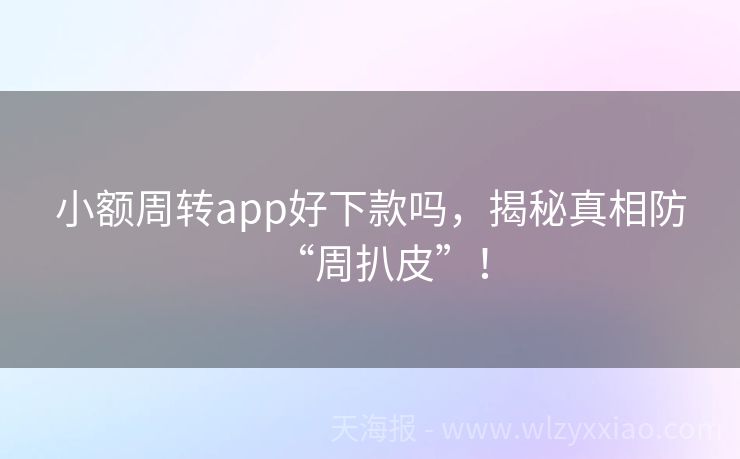 小额周转app好下款吗，揭秘真相防“周扒皮”！