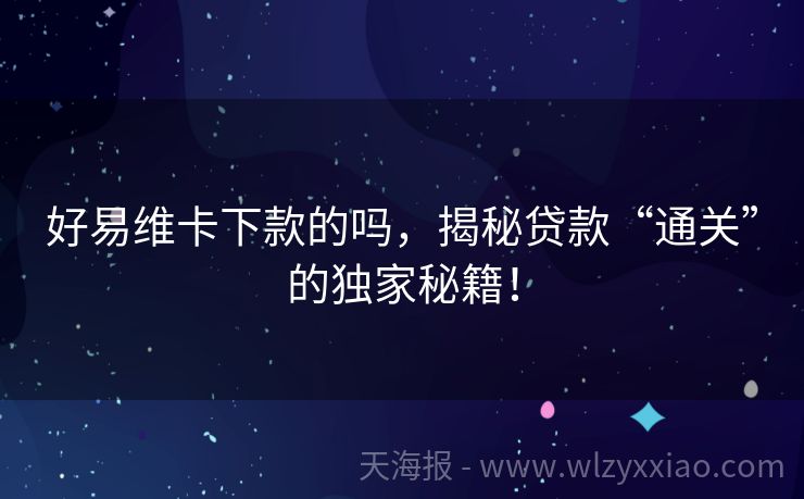 好易维卡下款的吗，揭秘贷款“通关”的独家秘籍！