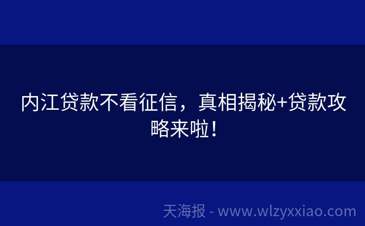 内江贷款不看征信，真相揭秘+贷款攻略来啦！