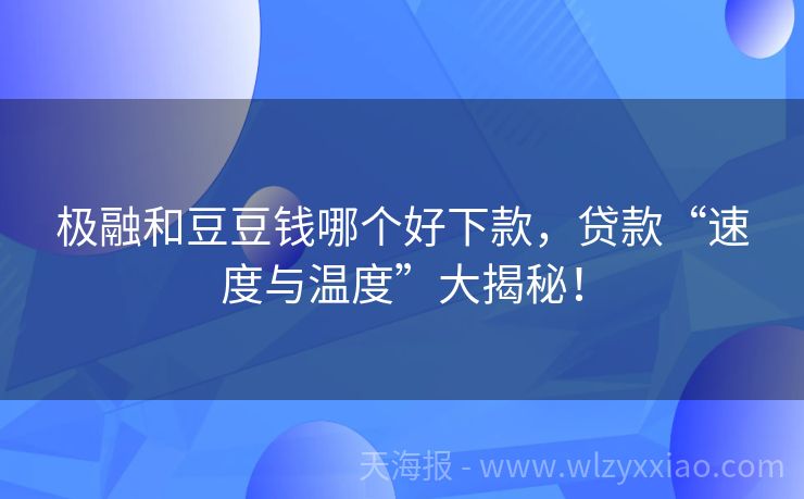 极融和豆豆钱哪个好下款，贷款“速度与温度”大揭秘！