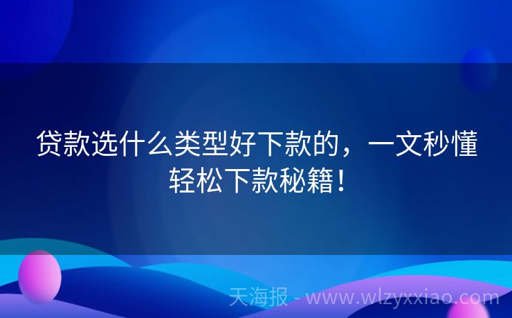 贷款选什么类型好下款的，一文秒懂轻松下款秘籍！