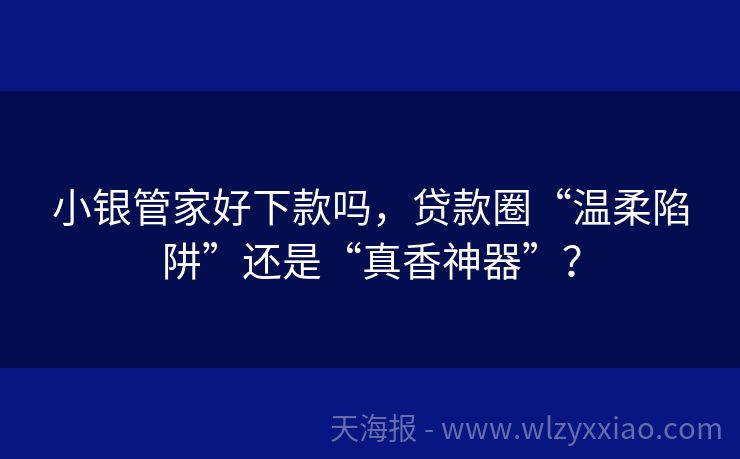 小银管家好下款吗，贷款圈“温柔陷阱”还是“真香神器”？