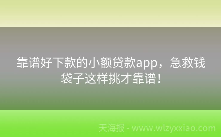 靠谱好下款的小额贷款app，急救钱袋子这样挑才靠谱！