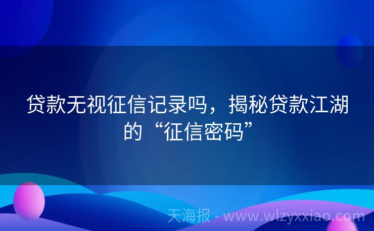 贷款无视征信记录吗，揭秘贷款江湖的“征信密码”