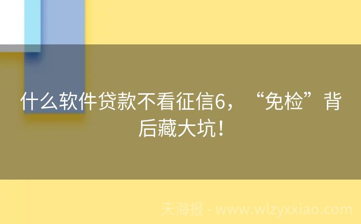 什么软件贷款不看征信6，“免检”背后藏大坑！
