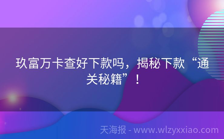玖富万卡查好下款吗，揭秘下款“通关秘籍”！